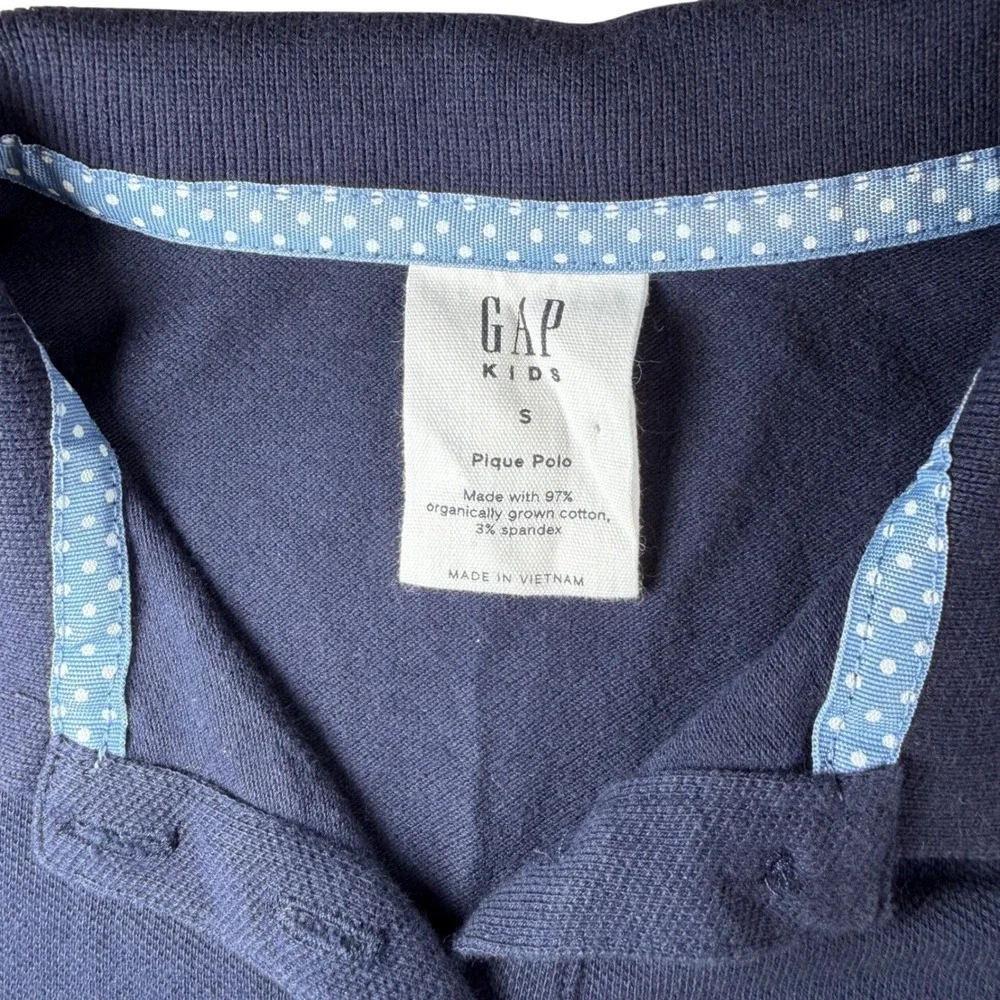 Gap Kids Girls Navy Organic Cotton Pique Polo Shirt Size S -‎ School Uniform